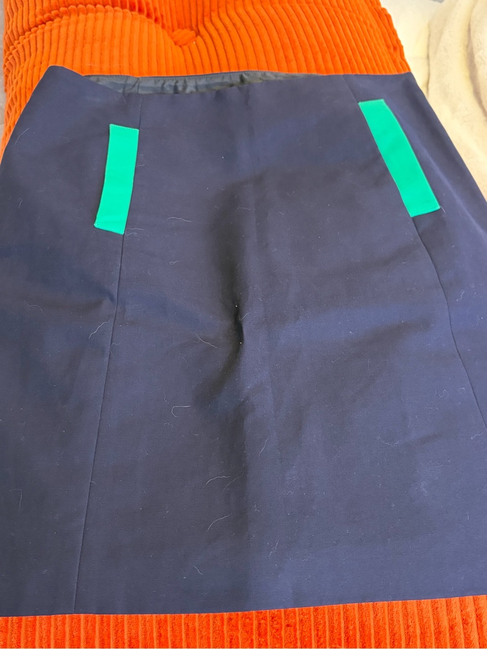Ralph Lauren Navy skirt with Green Pocket Trim